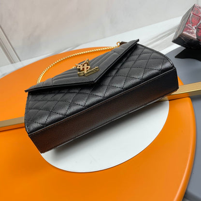 YSL Small Envelope Bag in Grained Embossed Quilted Leather