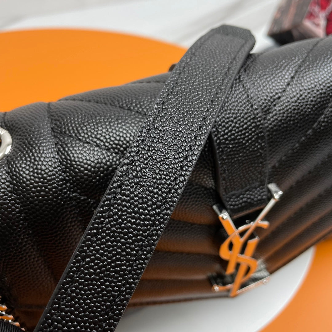 YSL Small Envelope Bag in Grained Embossed Quilted Leather