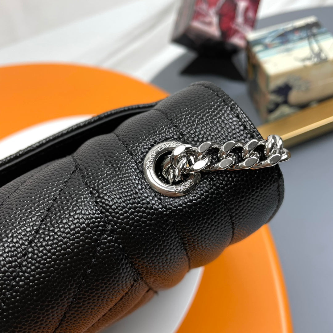 YSL Small Envelope Bag in Grained Embossed Quilted Leather