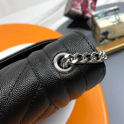 YSL Small Envelope Bag in Grained Embossed Quilted Leather