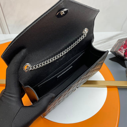 YSL Small Envelope Bag in Grained Embossed Quilted Leather