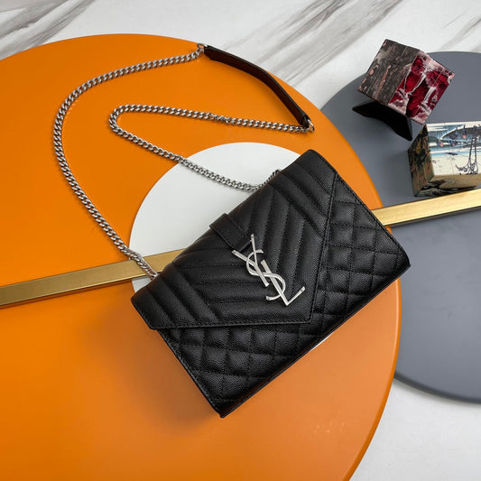 YSL Small Envelope Bag in Grained Embossed Quilted Leather