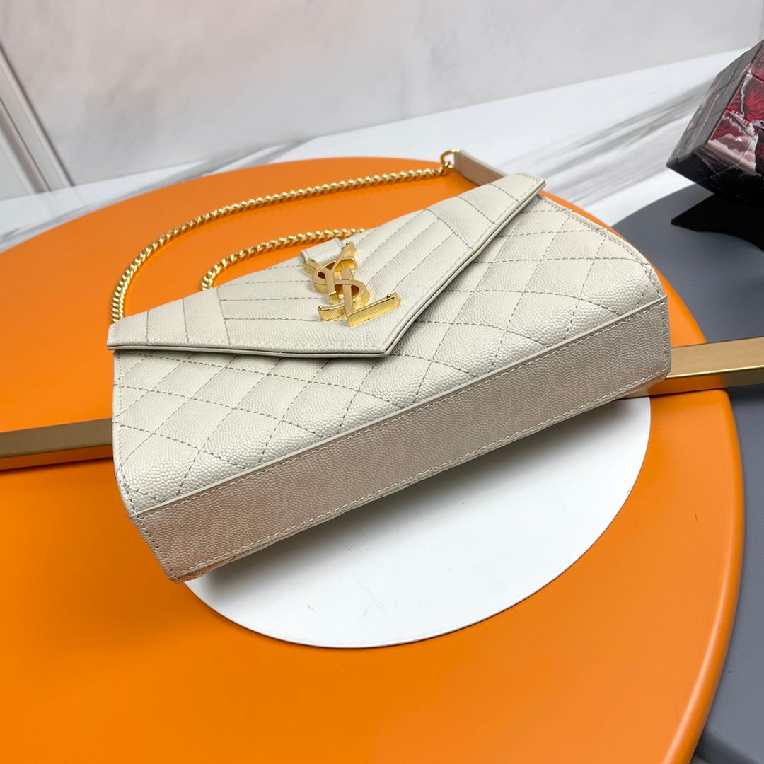 YSL Small Envelope Bag in Grained Embossed Quilted Leather
