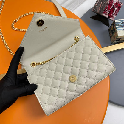 YSL Small Envelope Bag in Grained Embossed Quilted Leather