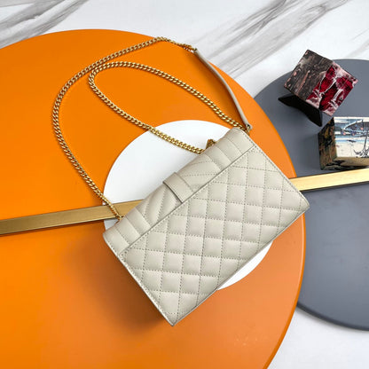 YSL Small Envelope Bag in Grained Embossed Quilted Leather
