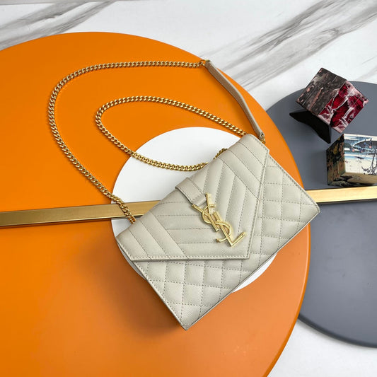 YSL Small Envelope Bag in Grained Embossed Quilted Leather