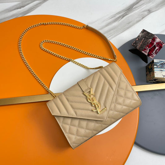 YSL Small Envelope Bag in Grained Embossed Quilted Leather