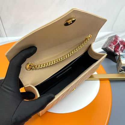 YSL Small Envelope Bag in Grained Embossed Quilted Leather