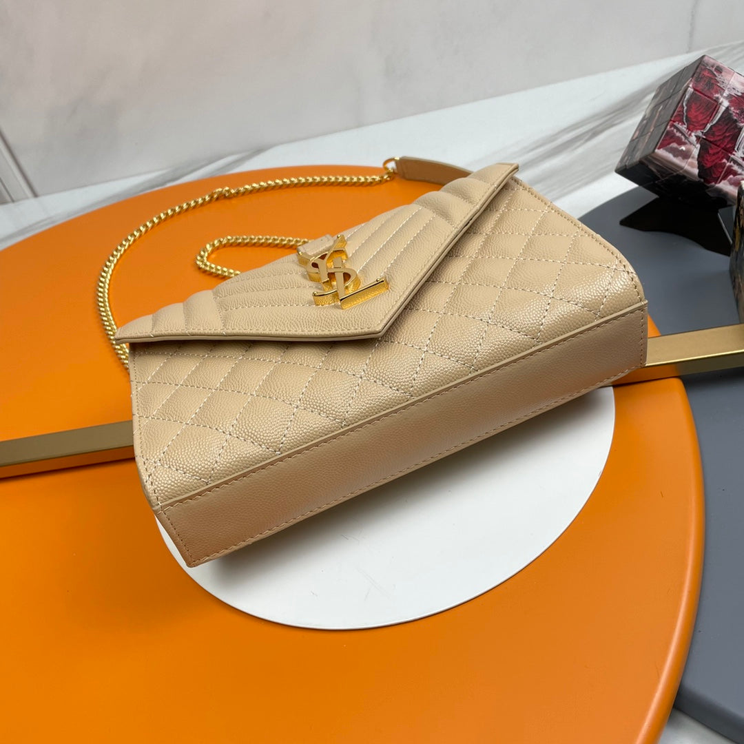 YSL Small Envelope Bag in Grained Embossed Quilted Leather