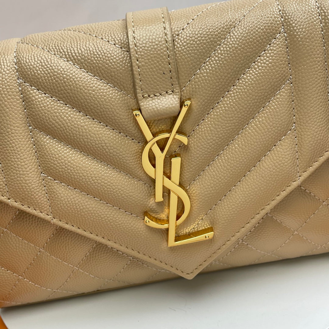 YSL Small Envelope Bag in Grained Embossed Quilted Leather