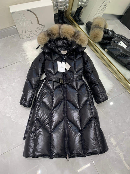 Moncler New Knee-Length Women's Down Jacket in Black