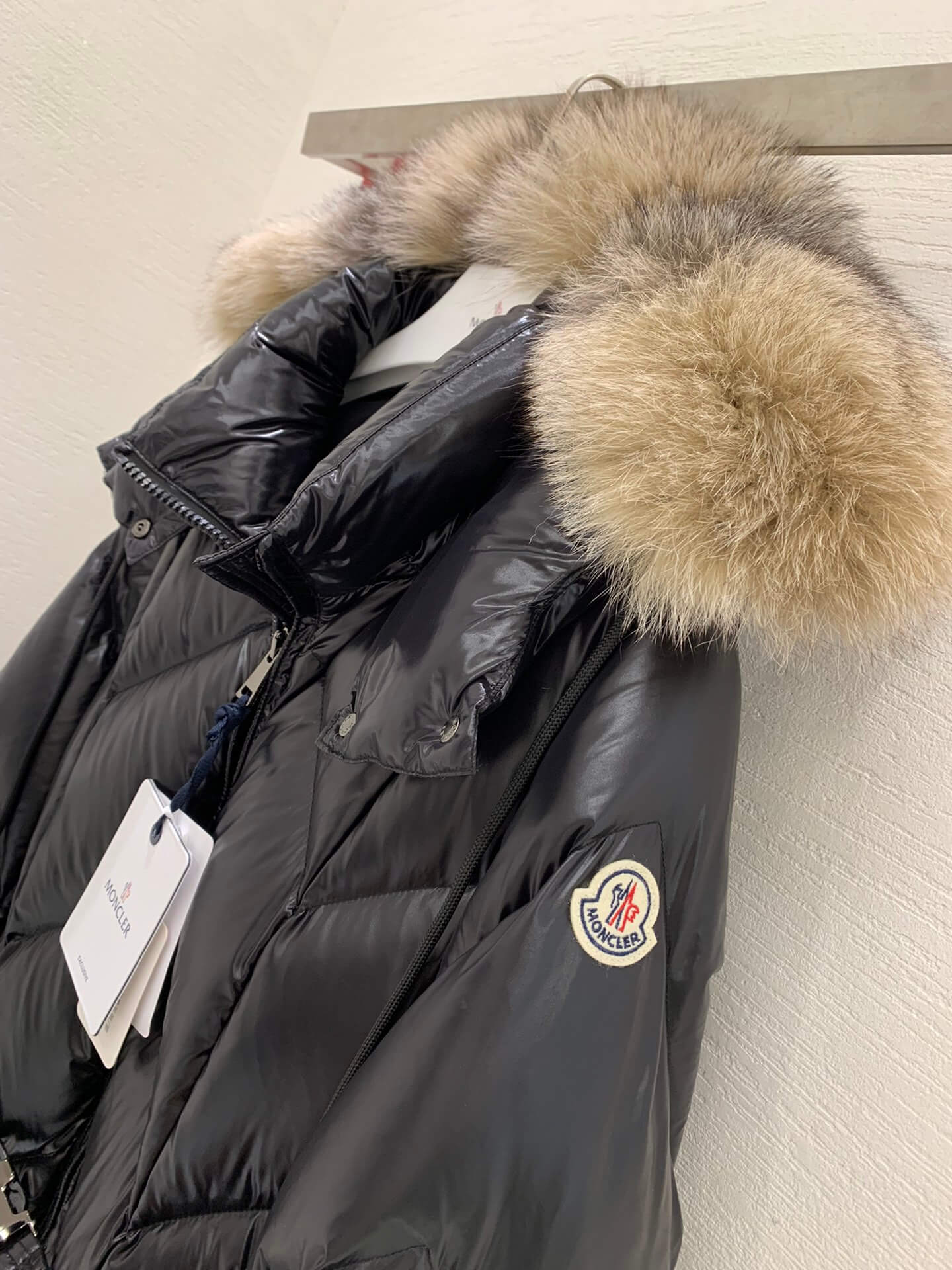Moncler New Knee-Length Women's Down Jacket in Black