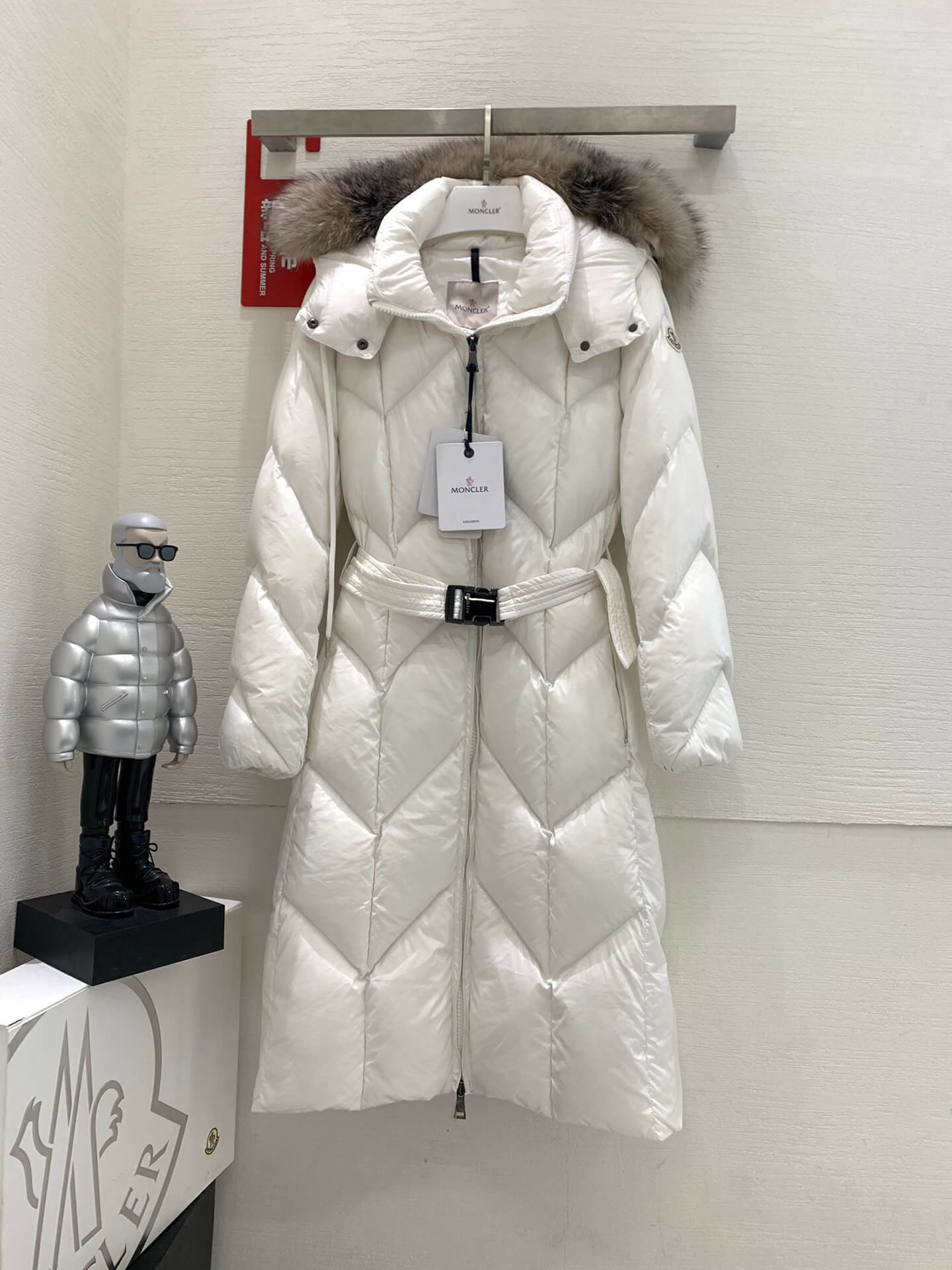 Moncler New Knee-Length Women's Down Jacket in White