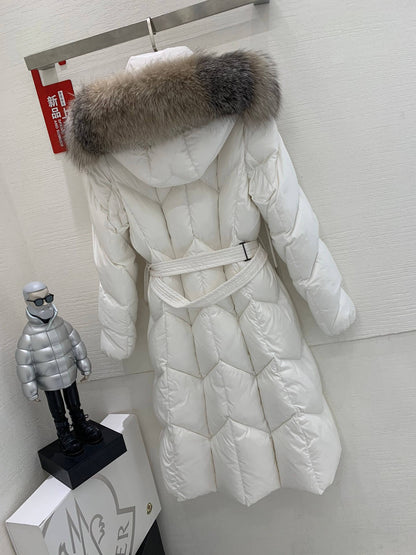 Moncler New Knee-Length Women's Down Jacket in White