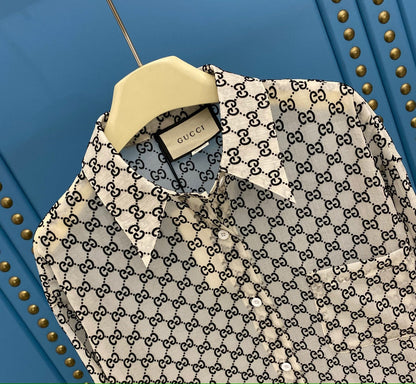 Gucci Flocked-Jacquard Double Wrinkle Shirt