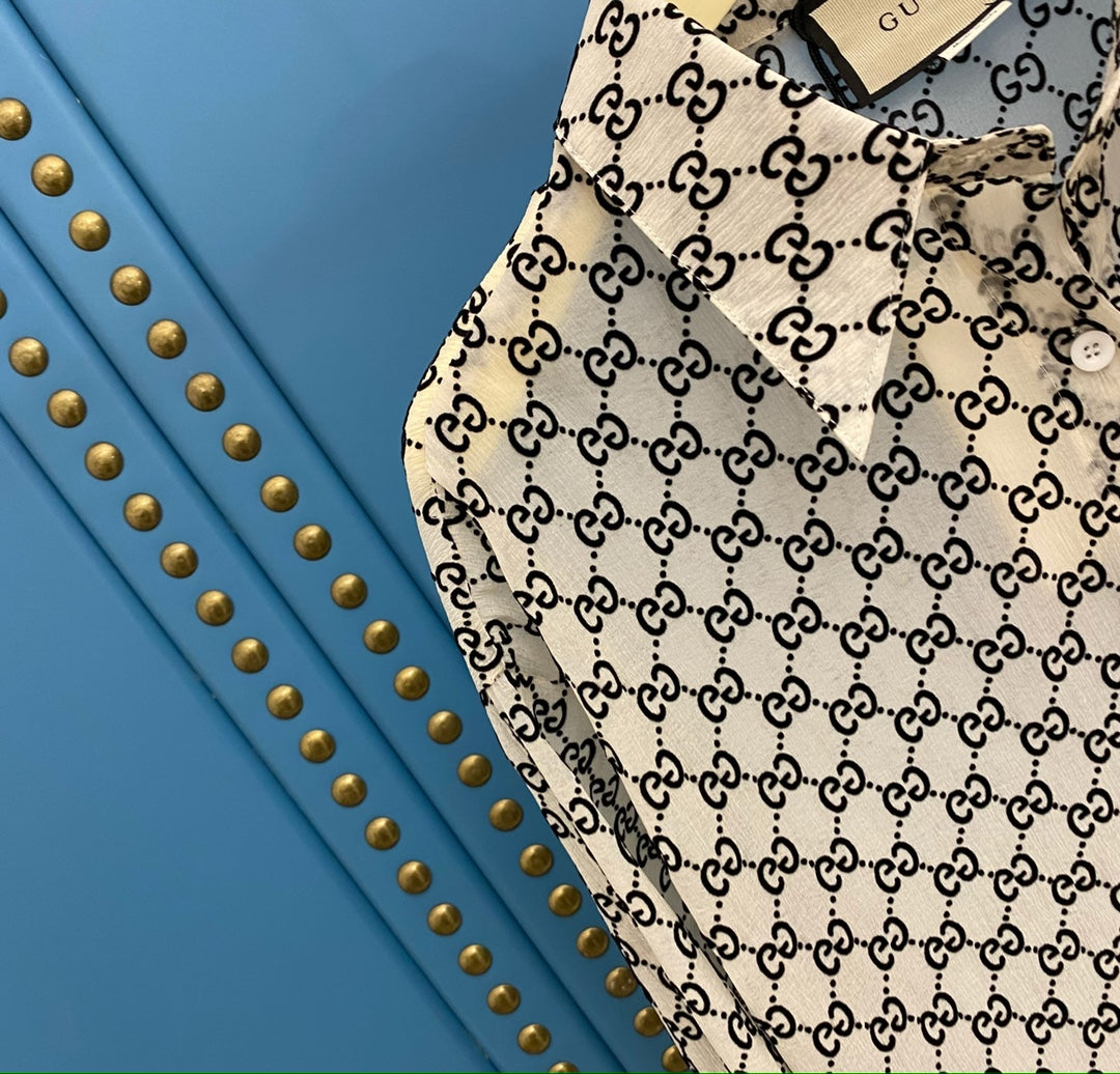 Gucci Flocked-Jacquard Double Wrinkle Shirt