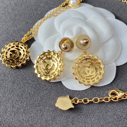 Gucci Double G Stud Earrings Necklace