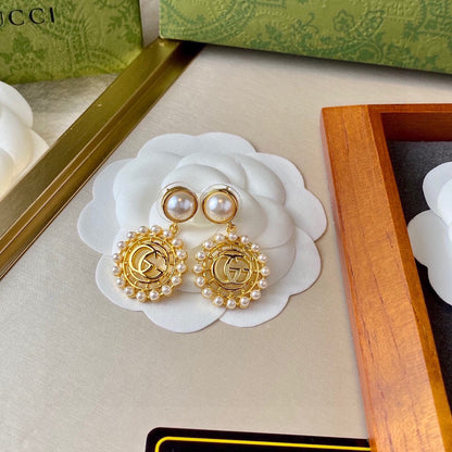 Gucci Double G Stud Earrings Necklace