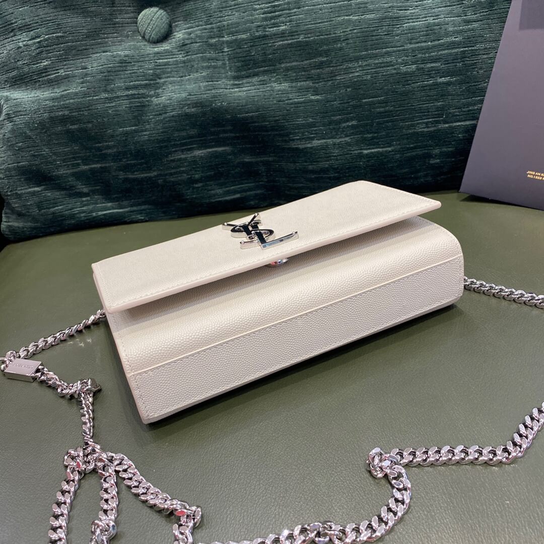 YSL Kate White Bag Silver Hardware