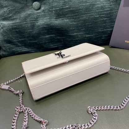 YSL Kate White Bag Silver Hardware