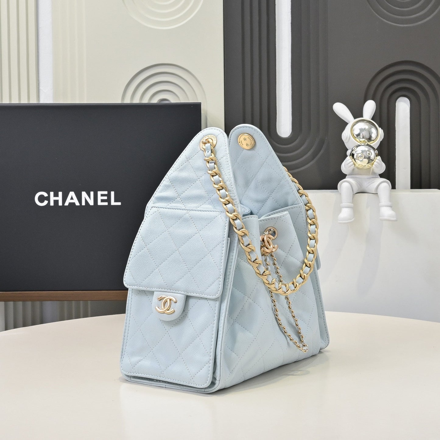 Chanel Hobo 25c Light Blue Handbag