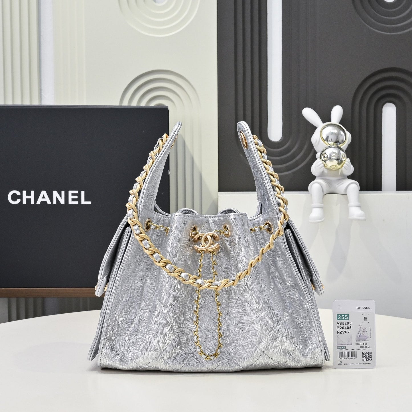 Chanel Hobo 25c Light Gray Handbag