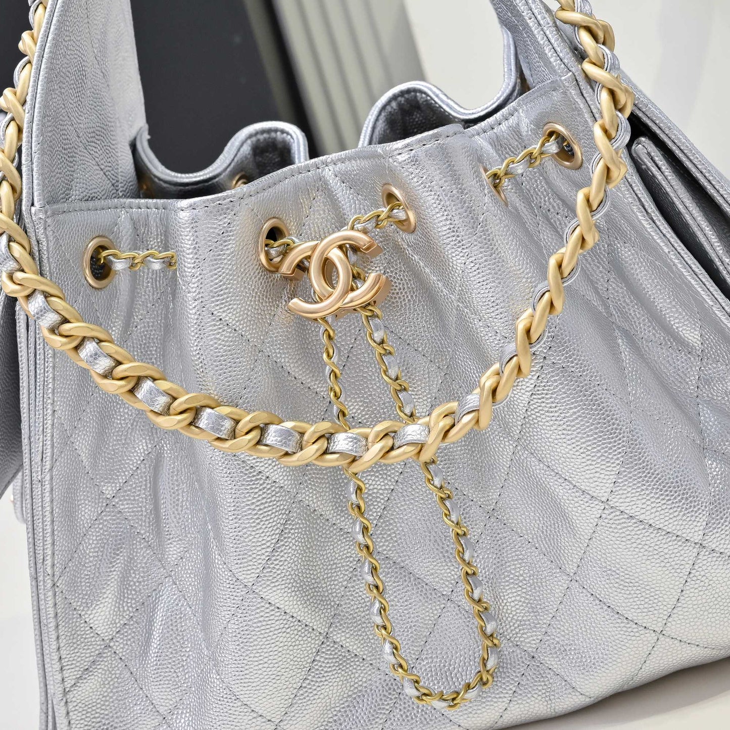 Chanel Hobo 25c Light Gray Handbag