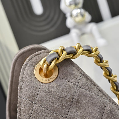 Chanel 25c Hobo Drawstring Taupe Grey Handbag