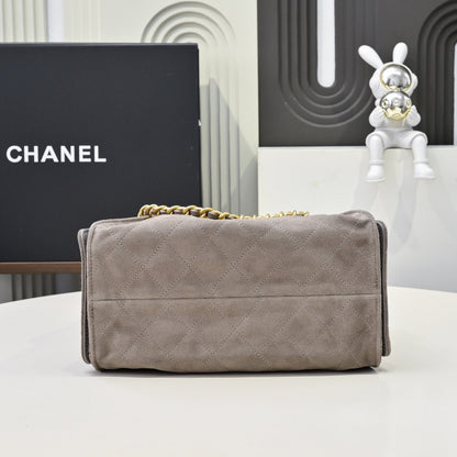 Chanel 25c Hobo Drawstring Taupe Grey Handbag